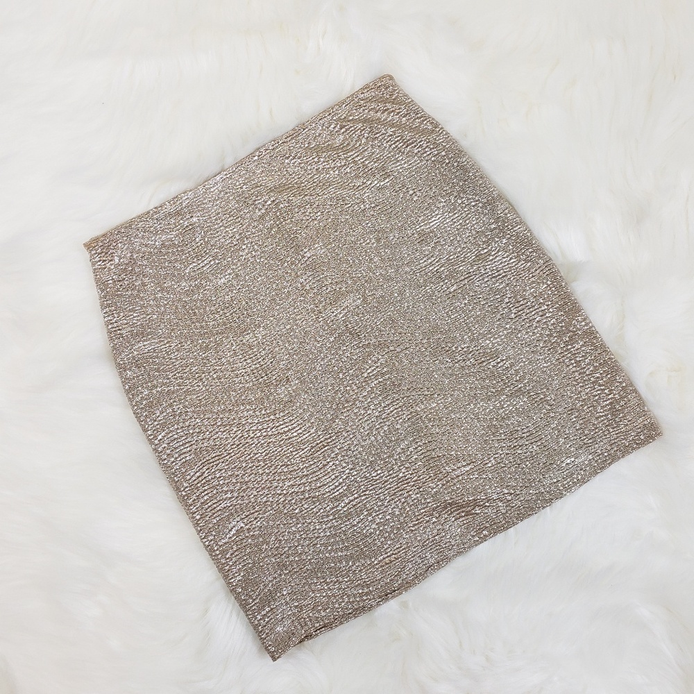 Forever21 Glitz Shimmer Metallic Gold Mini Skirt